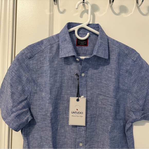 UNTUCKit Cameron Linen Slim Fit Short Sleeve Button Up Shirt Size Medium - Picture 2 of 11